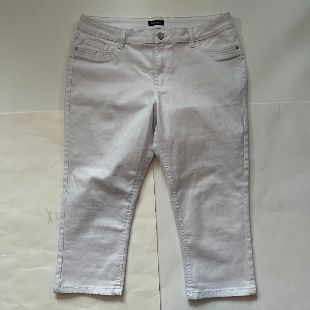 SUKO JEANS White High Rise Stretch Denim Crops